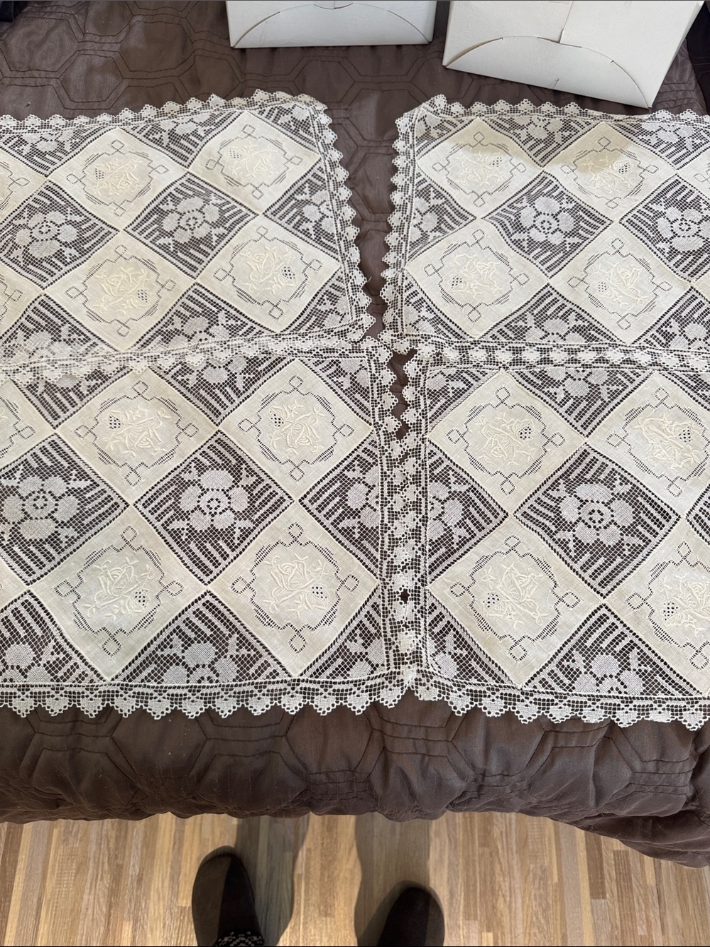 Vintage cutwork embroidered placemats set of 4